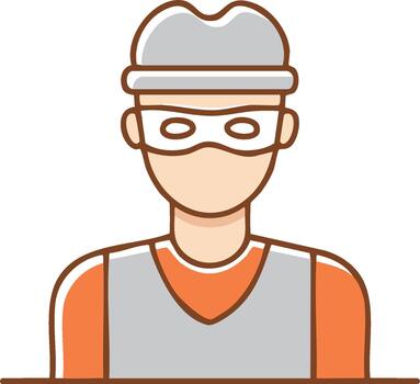 un hombre en un máscara y sombrero es en pie en frente de un mesa vector