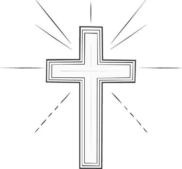 A cross with rays of light coming from it vector