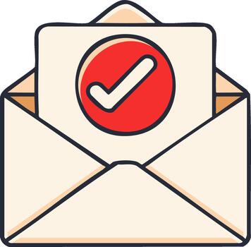 An envelope with a tick mark on it vector
