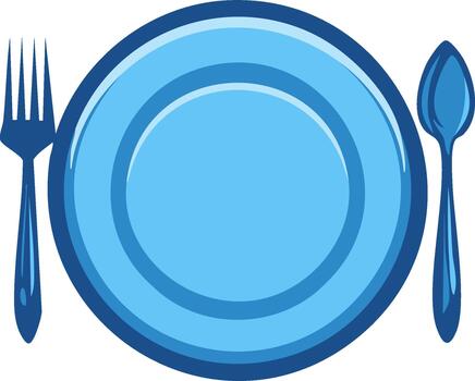 Plate and fork with spoon on white background vector