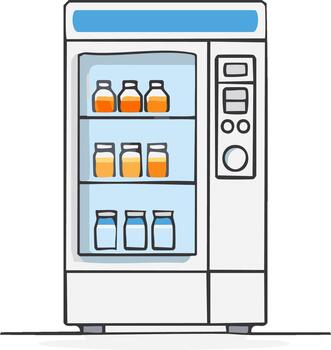 A vending machine with bottles and jars inside vector