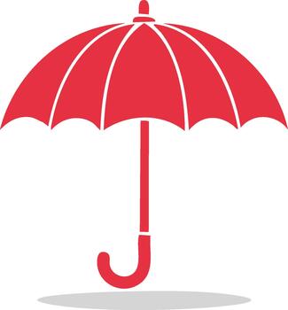 An umbrella with a red handle on a white background vector