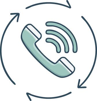 An icon of a phone with a phone cord around it vector