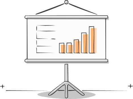 An illustration of a presentation board with a bar chart vector