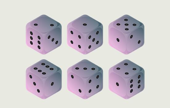 Six gray dice are arranged in two rows of three on a white background vector