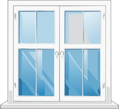 An open window with a blue sky in the background vector