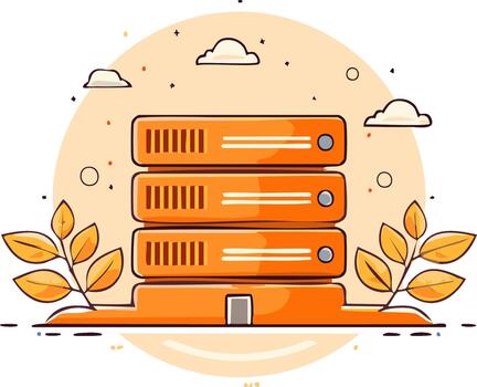 A stack of servers with leaves on top vector