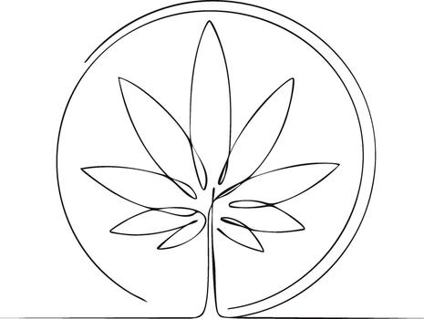 A marijuana leaf in a circle with a circle around it vector