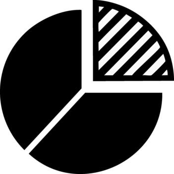 A pie chart icon with a black background vector