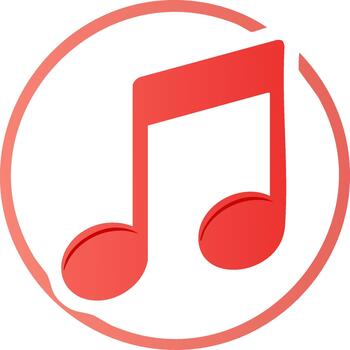 Vibrant red musical note icon in a distinct circular frame symbolizing sound audio melody entertainment vector