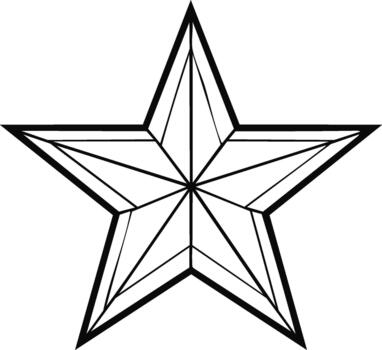 black outline five pointed star with faceted geometric design clean minimalist graphic element vector