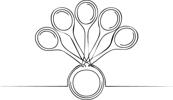 resumen ventilador de pequeño quirúrgico tijeras en un soltero línea dibujo estilo vector