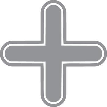 Rounded gray plus sign icon representing addition increase and positive action vector