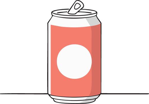 Red soda can with a white circle for advertisement in illustration vector