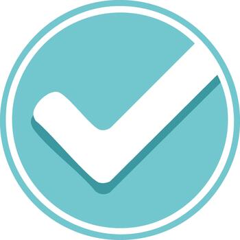 blanco cheque marca símbolo en un turquesa azul circulo con sutil sombra vector