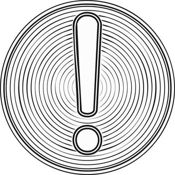 Black and white exclamation mark in a circular target design with ripple effect vector