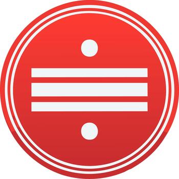 Red circle with division symbol and white outline in a clean design vector