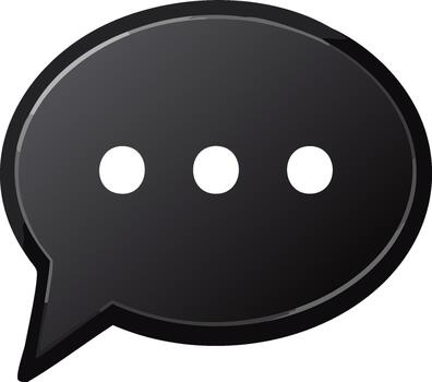 negro lustroso habla burbuja icono con Tres blanco puntos representando en línea comunicación o mecanografía proceso vector