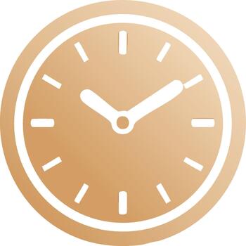 Stylish golden gradient clock icon with white hands and hour markers, symbolizing time, schedule, and deadlines vector