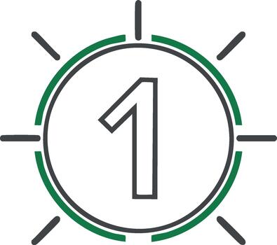 Stylized Number One Symbol With Rays Emerging From A Circle vector