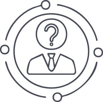 Business person with question mark symbol, unknown identity concept in a linear style vector