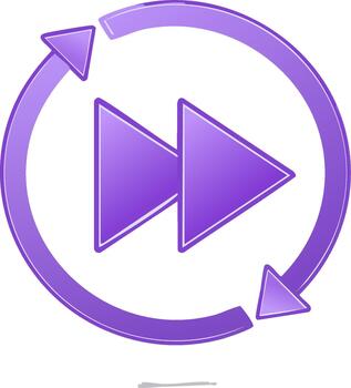 púrpura rápido adelante icono con circular flecha navegación botones lazo vector