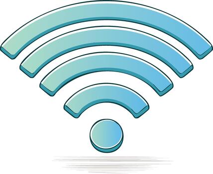 Wifi Symbol Icon in Blue and Green with Circle, Wireless Internet Connection vector