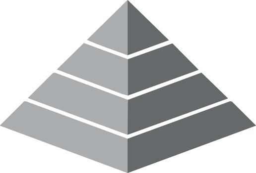 Tiered pyramid diagram infographic element in shades of gray on white background vector