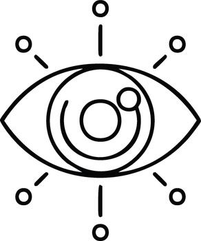 Abstract Eye Symbol with Orbiting Circles and Lines - Concept of Vision and Data vector