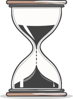 Simple hourglass with sand flowing, symbolizing time passing and urgency vector
