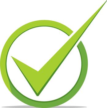 Green check mark inside a circular outline symbolizing approval and success vector