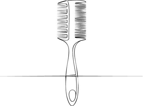 Minimalist Line Art Drawing of a Comb with Two Different Tine Styles vector