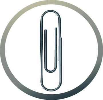 Simple Metallic Paperclip Icon within a Circular Gradient Frame vector