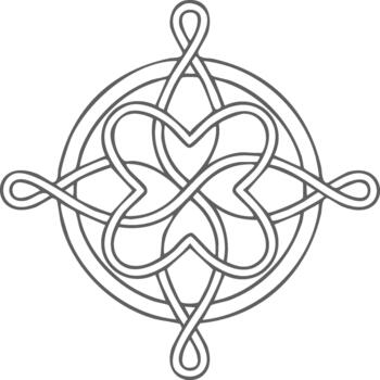 intrincado céltico nudo símbolo con entretejido corazones y bucles en un circular diseño vector
