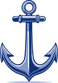 Classic Blue Nautical Anchor Symbol with Sharp Points and a Shiny Finish vector