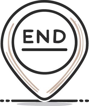 Map Pin With the Word END and Underline Indicating a Destination vector