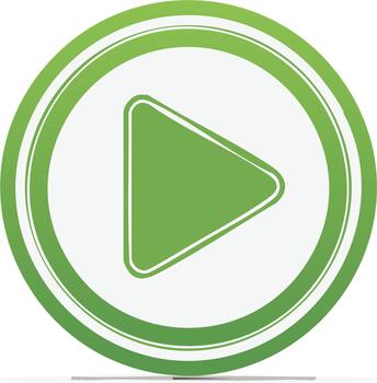 verde jugar botón icono con circular degradado frontera y blanco antecedentes vector