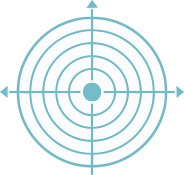 Abstract target symbol with concentric circles and crosshairs in blue vector