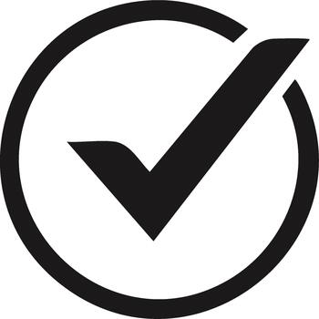Black Checkmark in Circle Silhouette Indicates Approval and Completion on Isolated Background vector