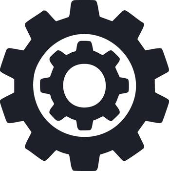 Gear icon illustration, featuring interlocking cogs in a simple, minimalist design vector