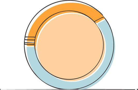 Abstract circular shape with segmented orange and blue sections and a peach center vector