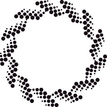 Black circle dots forming dynamic abstract frame vector