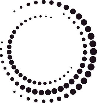Black dots forming dynamic spiral progress design vector