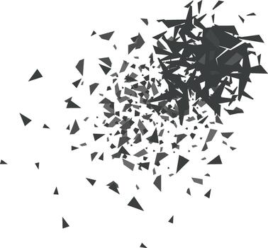 Abstract exploding dark particles dissolving white background vector