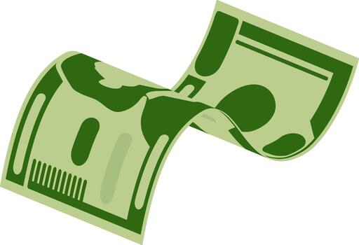 Green banknote floating in a dynamic wavy shape vector