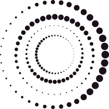 Black dots creating abstract spiral shape design vector