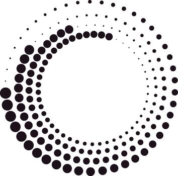Circular dotted pattern creating abstract dynamic swirling motion vector