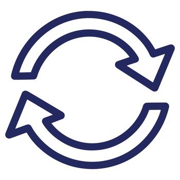 un minimalista circular flecha símbolo representando un continuo bucle, un sinfonía de renovación y sincronización para usuario interfaz diseño vector