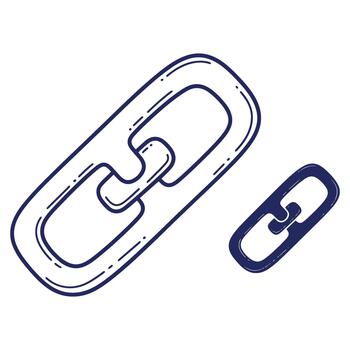 Doodle style icon of a chain link symbolizing connection, hyperlink, and secure digital collaboration in online networks vector