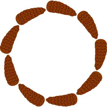 Simple Forest Pinecone Circular Border Autumn Wreath. Natural pine cone element, isolated vector